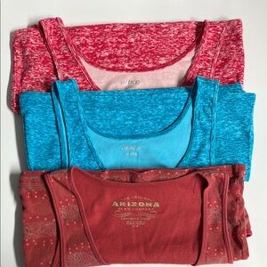 BCG pink and Blue Tank Tops new no tags. Rust Arizona Jean top. 3 piece bundle.